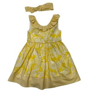 Savannah Girl's Floral Dress Size 4T, Yellow & White - NWT